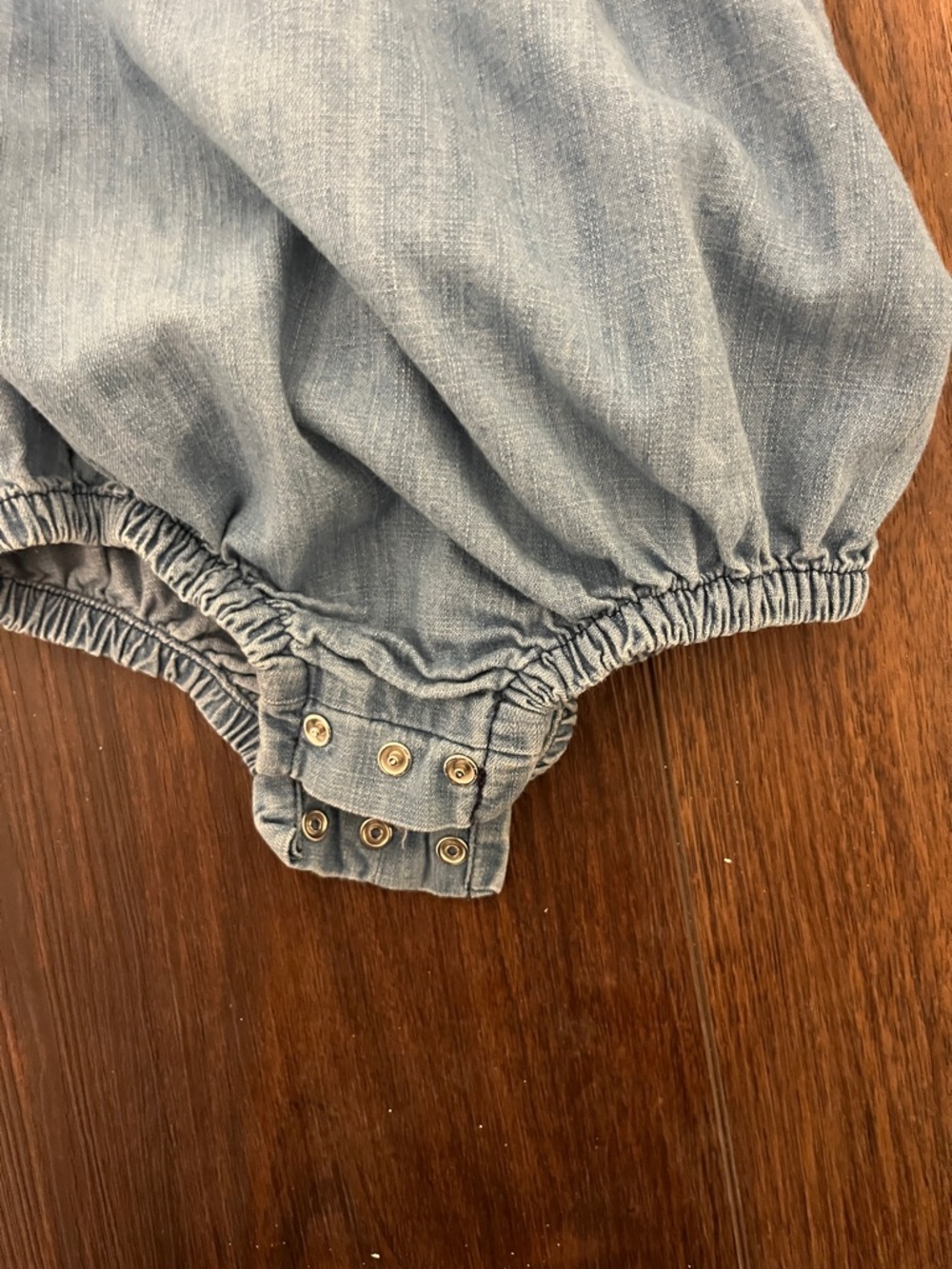 Ruffle Butts Light Denim Blue Long Sleeve One-Piece - Picture 4 of 4